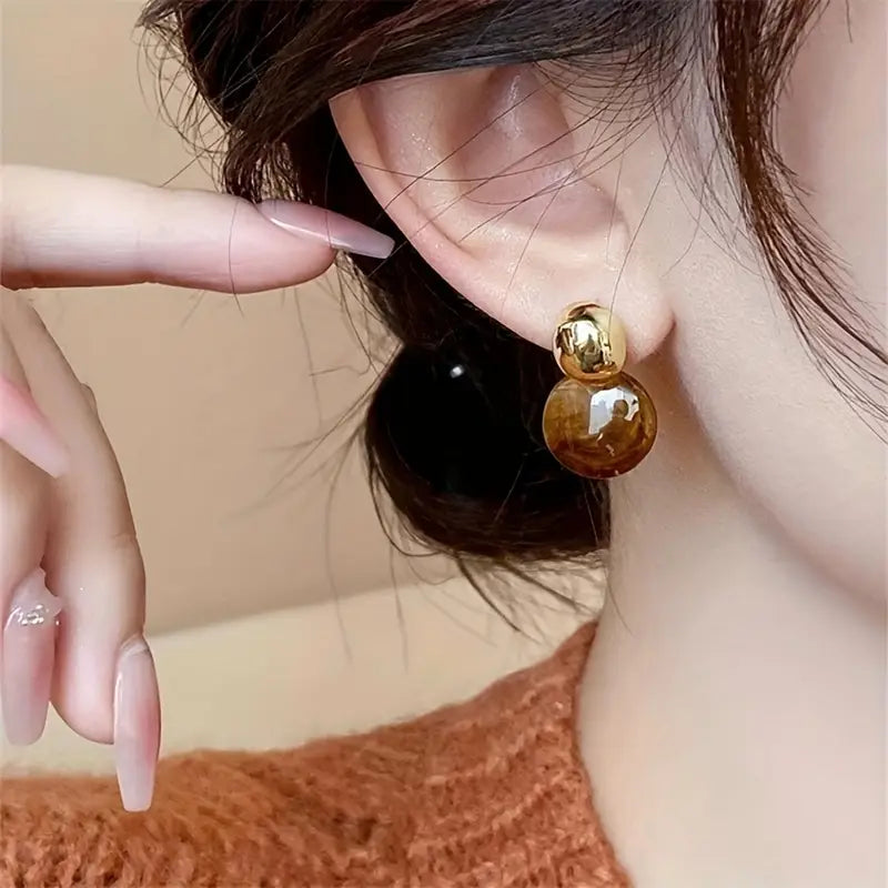 Pendientes Colgantes Aurélie Amber | Oro