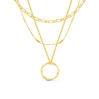 Collar de Círculo Abierto de Tres Hileras | Oro