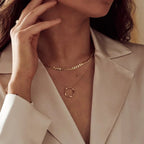 Collar de Cadena Curb de Eslabones Planos | Oro