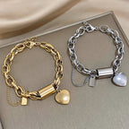 Pulsera Gruesa Heartened | Oro