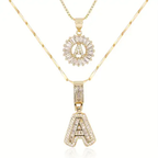 Set de Collar Inicial de Letra Pavé | Oro